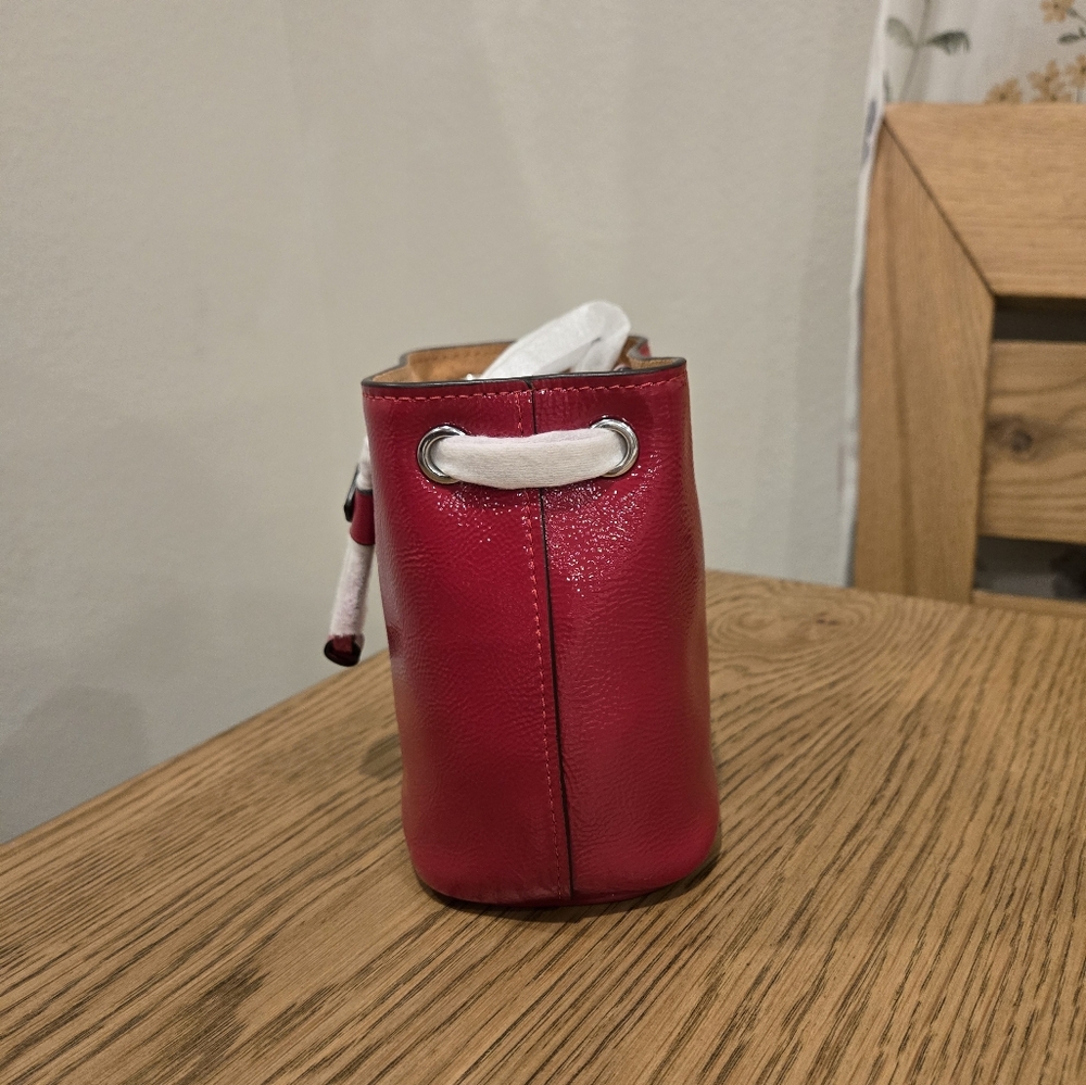 Coach Red Mini Patent Leather Drawstring Wristlet - Picture 5 of 10